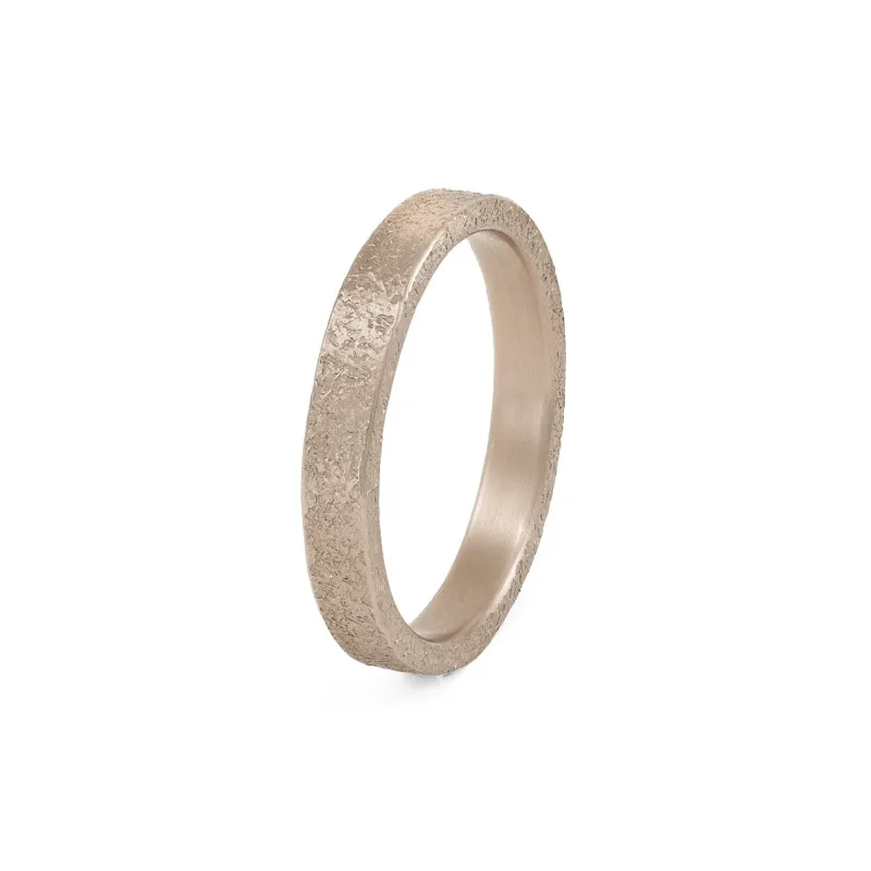 14K Gold 3mm Rustic Band