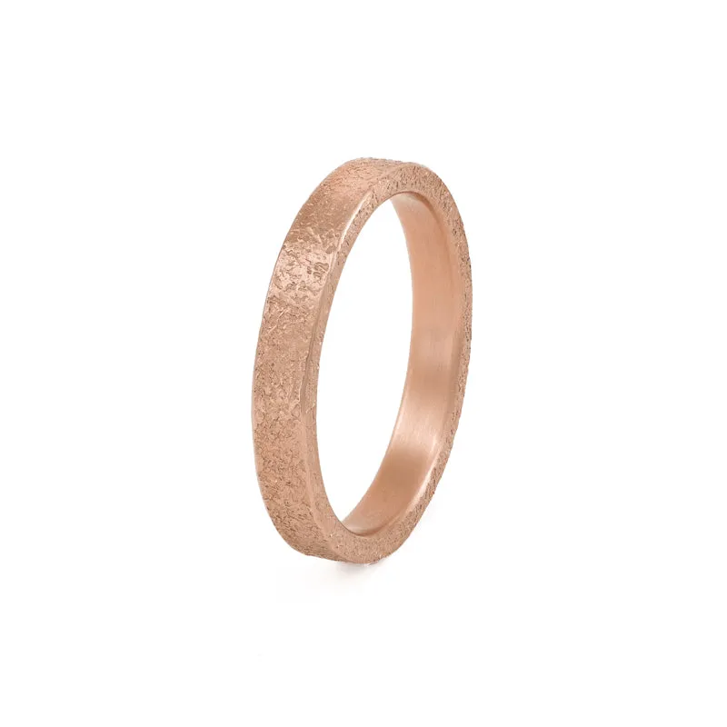 14K Gold 3mm Rustic Band