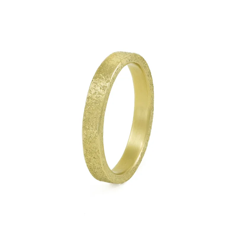 14K Gold 3mm Rustic Band