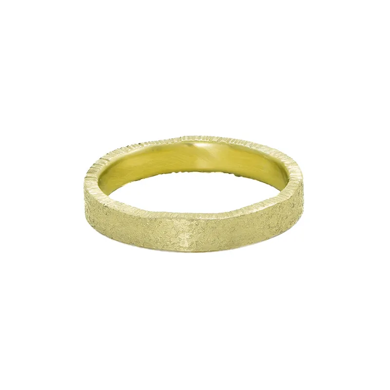 14K Gold Uneven Edge Band