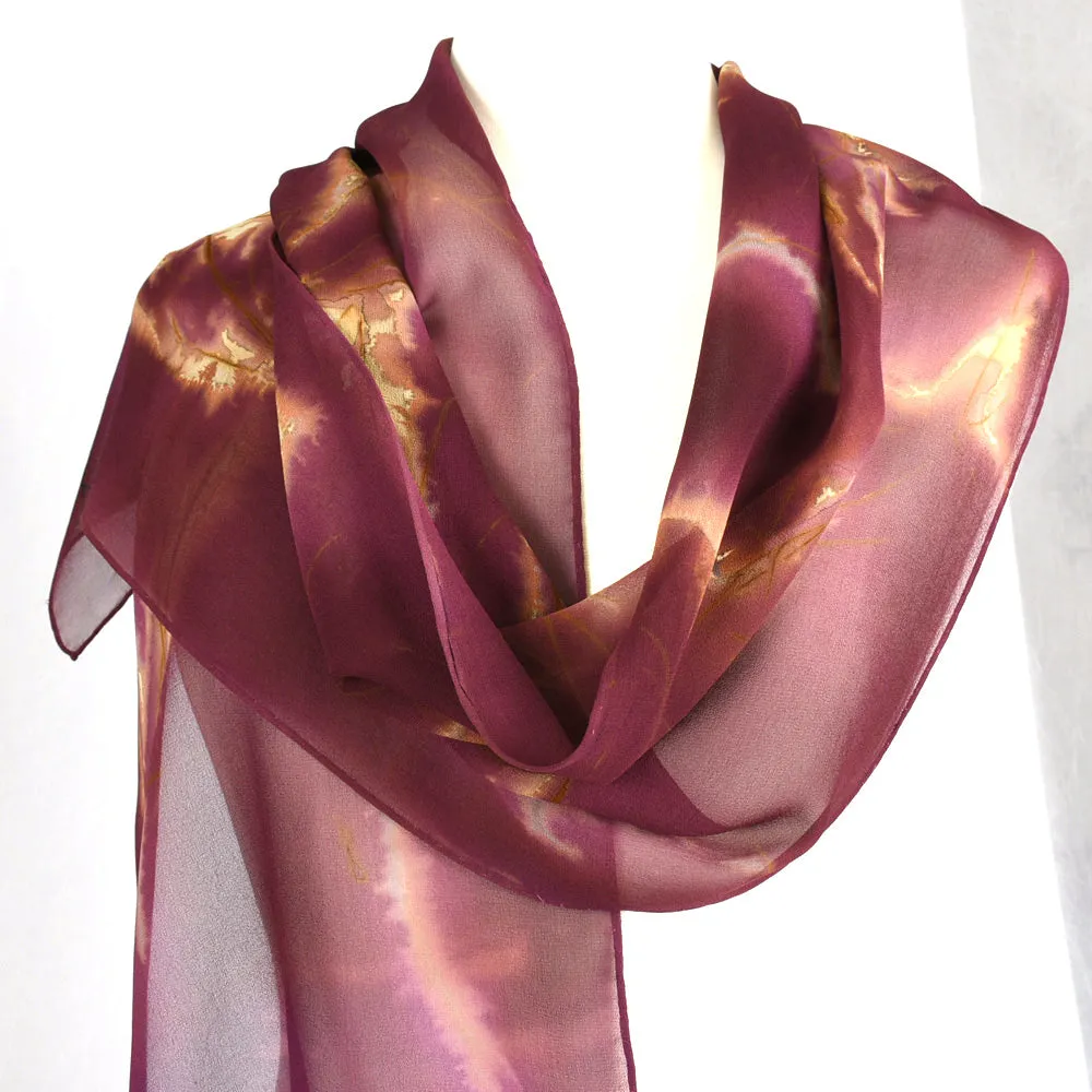14" x 72" Hand Dyed Silk Chiffon Scarf