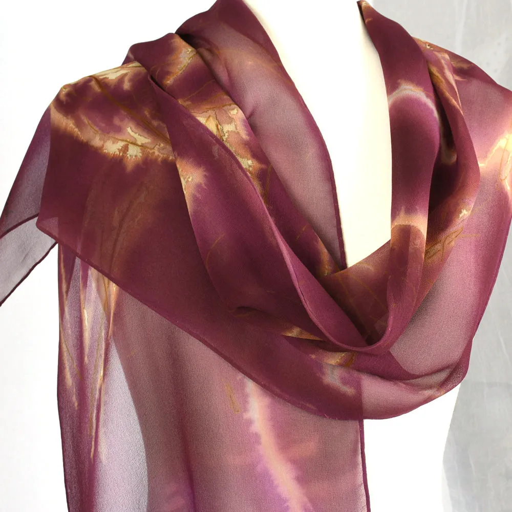 14" x 72" Hand Dyed Silk Chiffon Scarf
