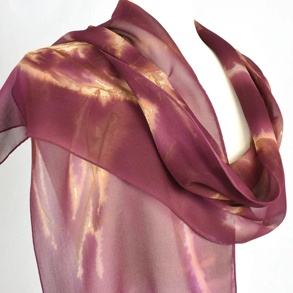 14" x 72" Hand Dyed Silk Chiffon Scarf