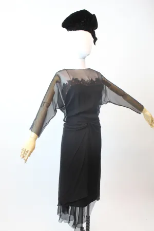 1940s HOWARD GREER chiffon dramatic TRAIN dress small | new fall