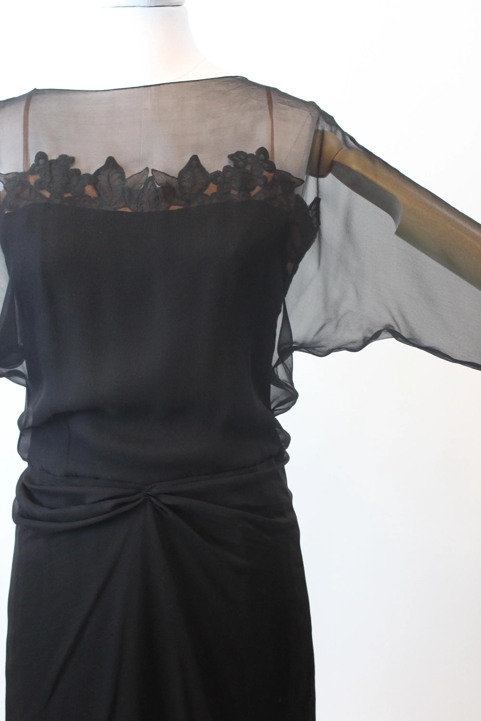 1940s HOWARD GREER chiffon dramatic TRAIN dress small | new fall