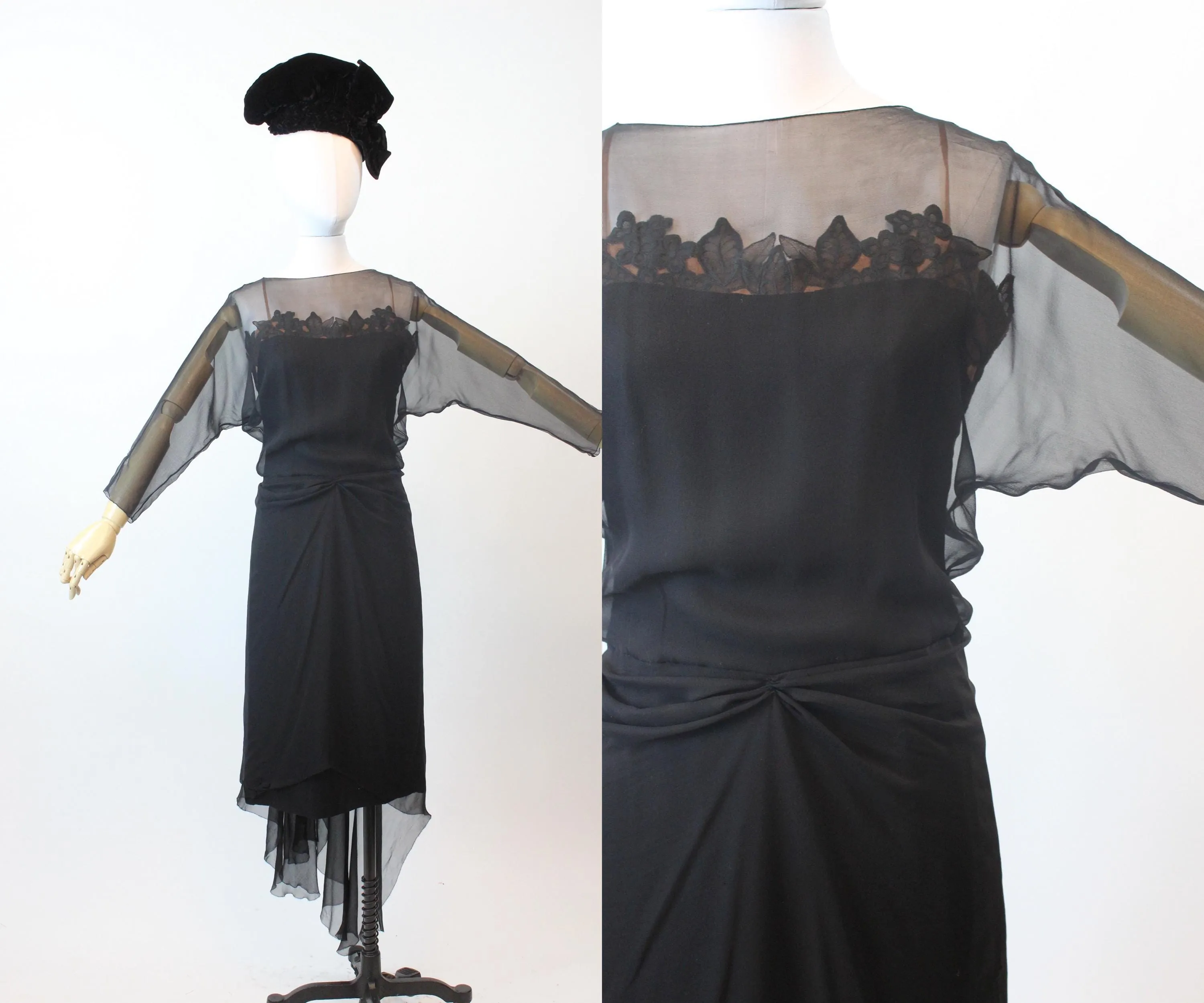 1940s HOWARD GREER chiffon dramatic TRAIN dress small | new fall