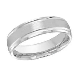 6MM White Gold Carved Satin Wedding Band