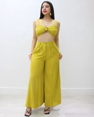 A Side Of  Me  Linen Pant  Set Lime