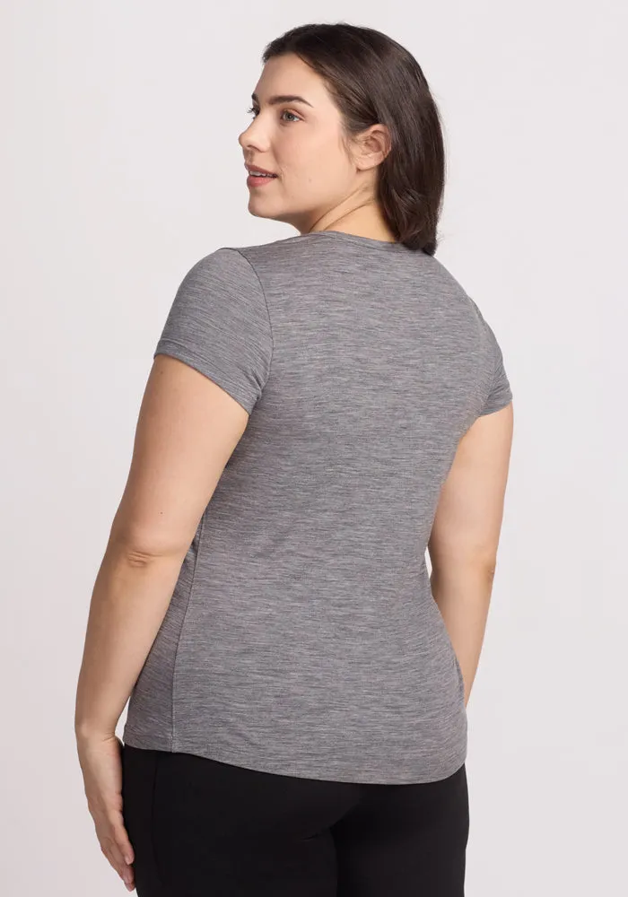 Addie Short Sleeve Crew - Graphite Heather