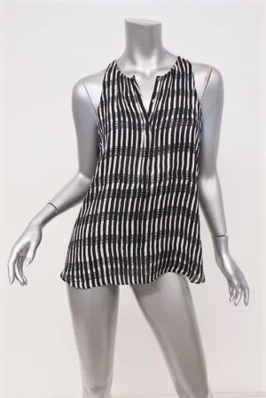 A.L.C. Tank Top Lennox Black/Off-White Printed Silk Size Small Sleeveless Blouse