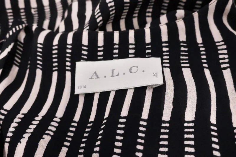 A.L.C. Tank Top Lennox Black/Off-White Printed Silk Size Small Sleeveless Blouse