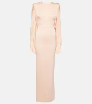 Alex Perry crepe satin dress with cape, pink