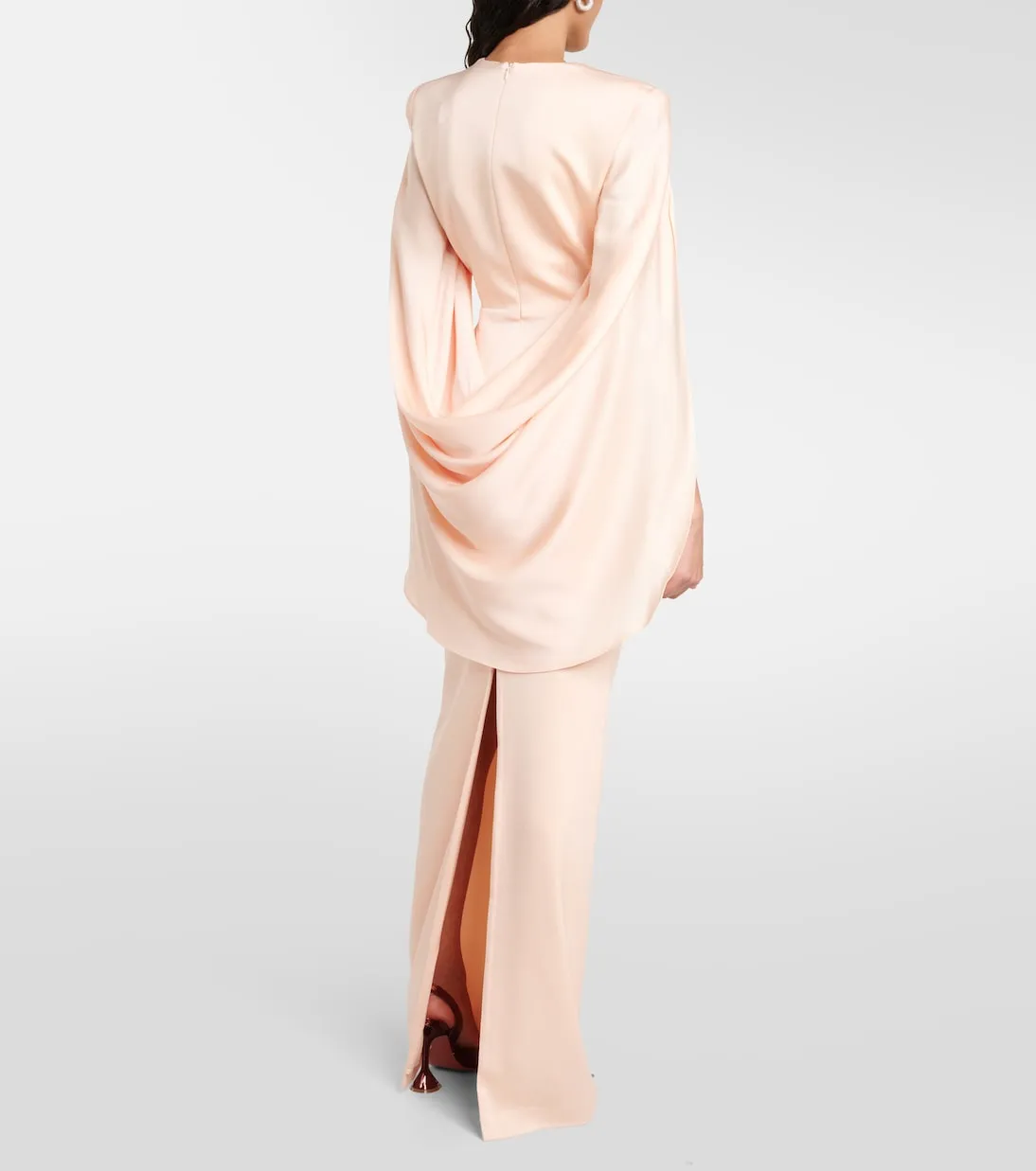 Alex Perry crepe satin dress with cape, pink