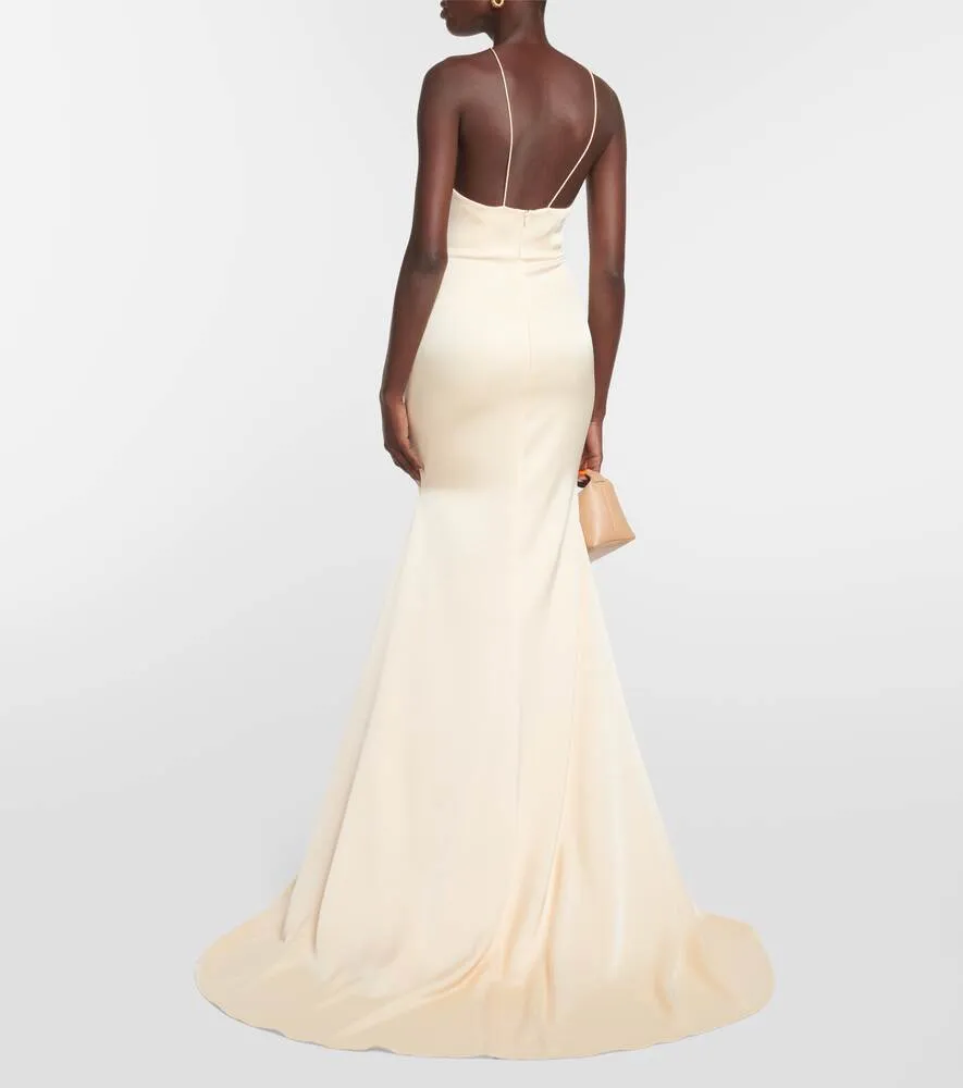 ALEX PERRY Drake Satin Halter Dress, Neutral