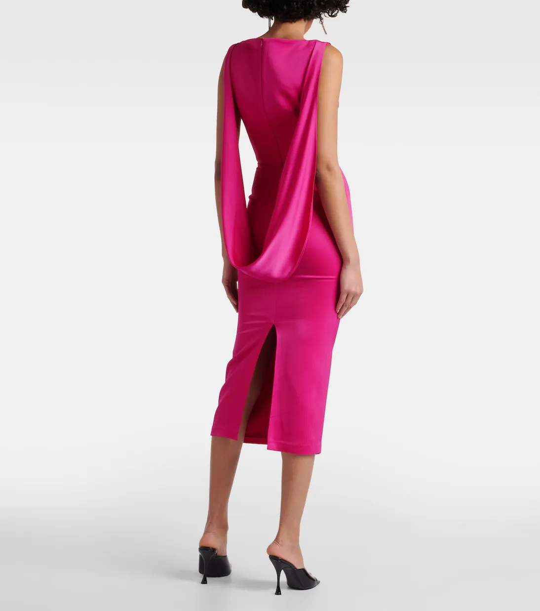 Alex Perry Draped Satin Crepe Midi Dress, Pink