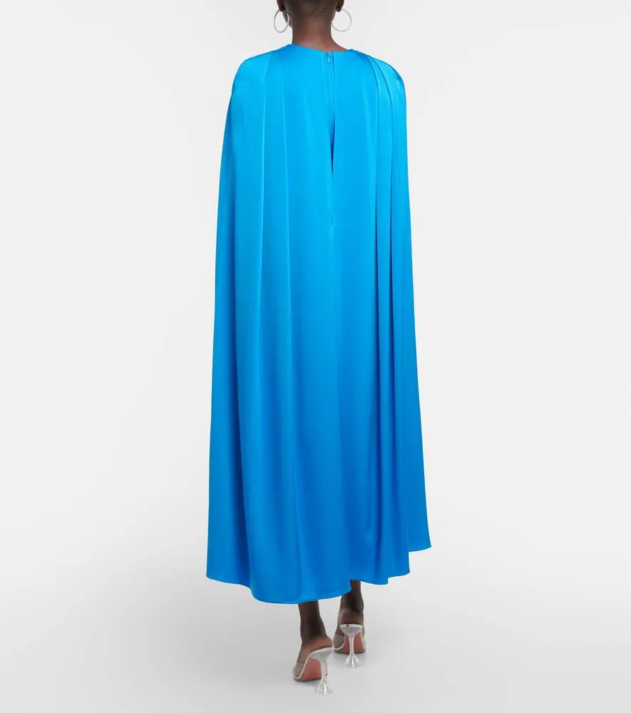 ALEX PERRY Satin Crepe Beckett Midi Dress, Blue