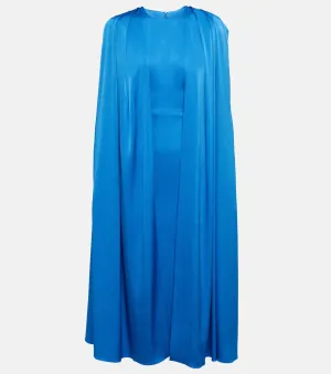 ALEX PERRY Satin Crepe Beckett Midi Dress, Blue