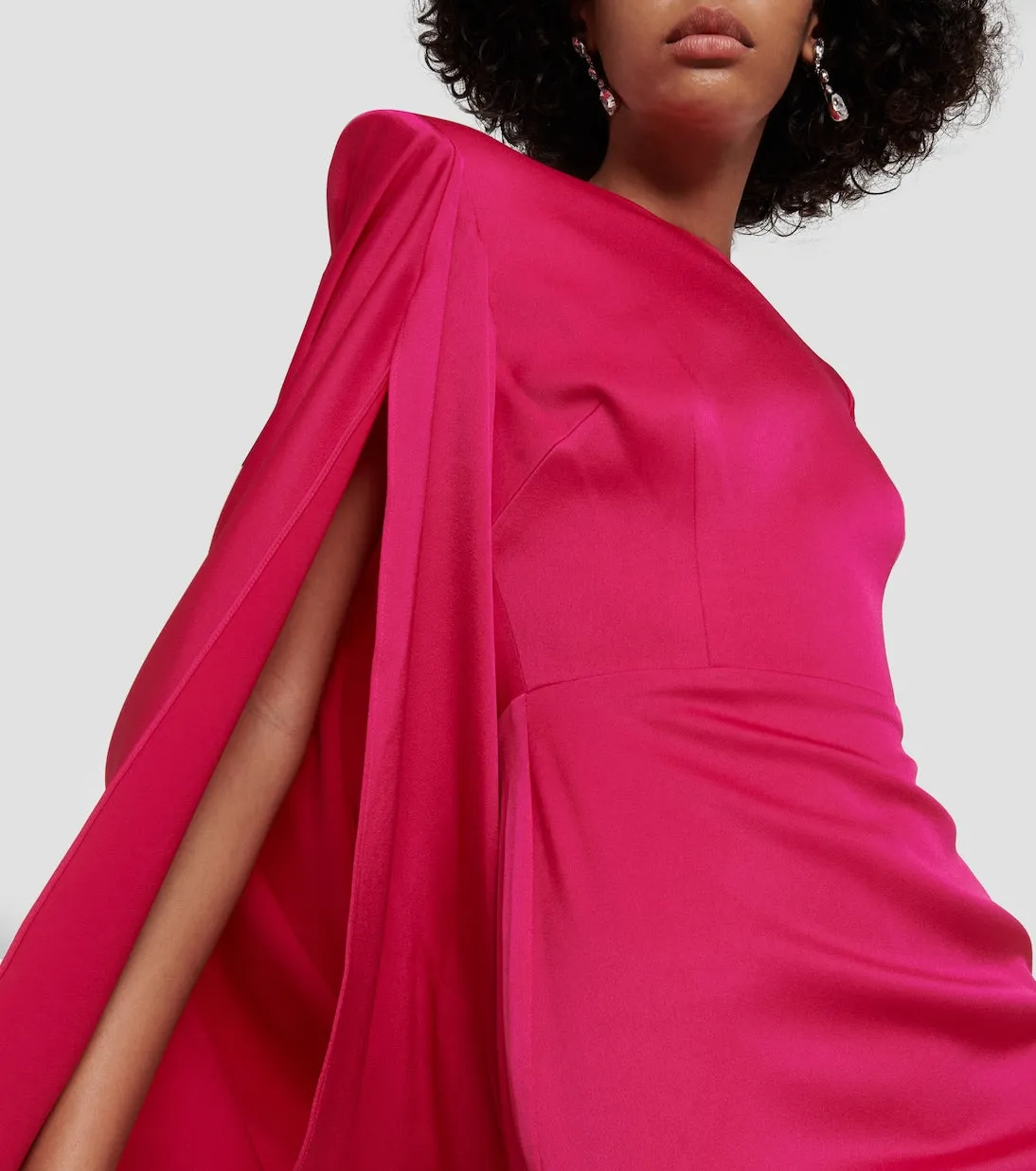 Alex Perry Satin Crepe Dress with Cape, Pink
