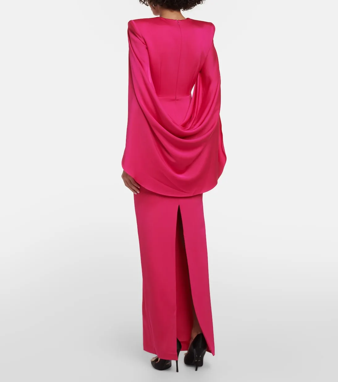 Alex Perry Satin Crepe Dress with Cape, Pink