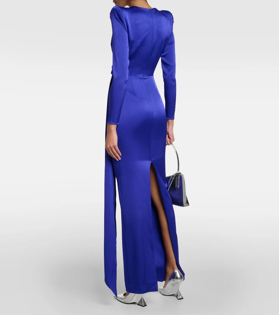 Alex Perry satin draped dress, blue