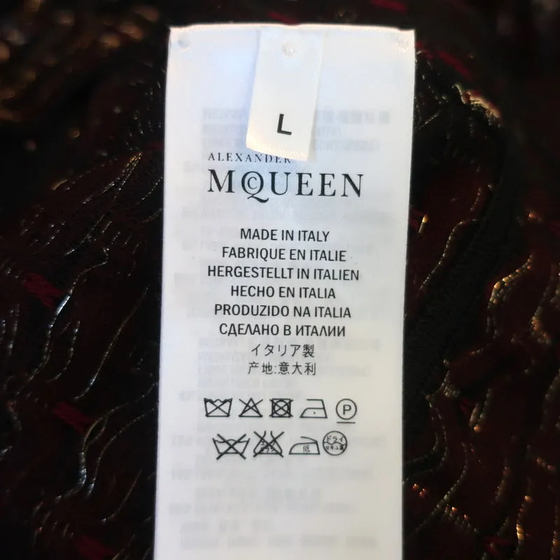Alexander McQueen Embroidered Tulle Jacket Black/Red/Gold Metallic Size Large