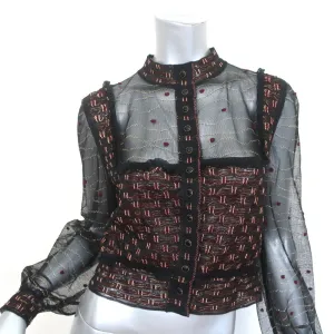 Alexander McQueen Embroidered Tulle Jacket Black/Red/Gold Metallic Size Large