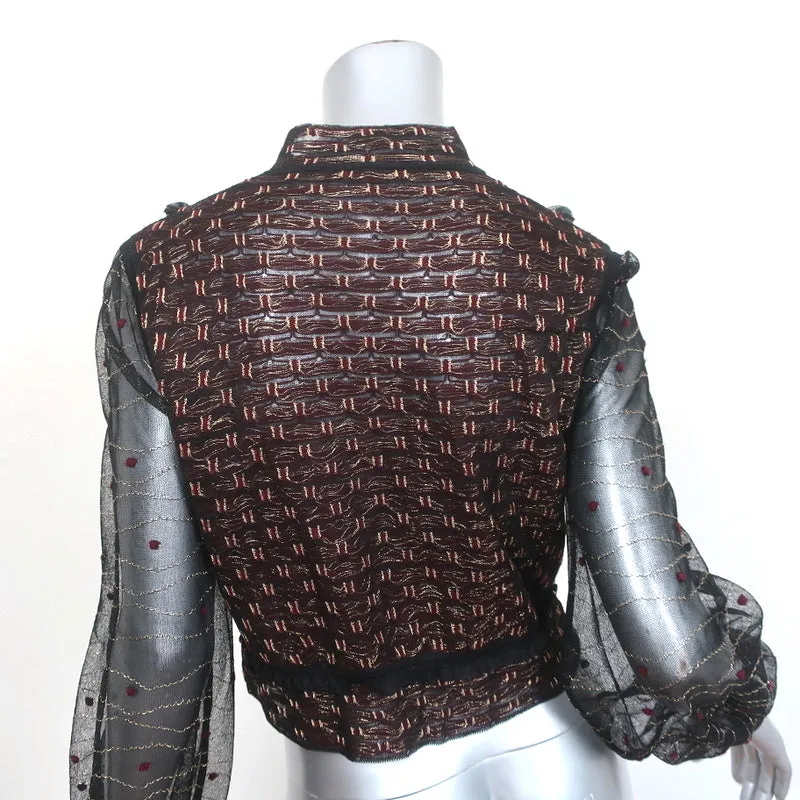Alexander McQueen Embroidered Tulle Jacket Black/Red/Gold Metallic Size Large