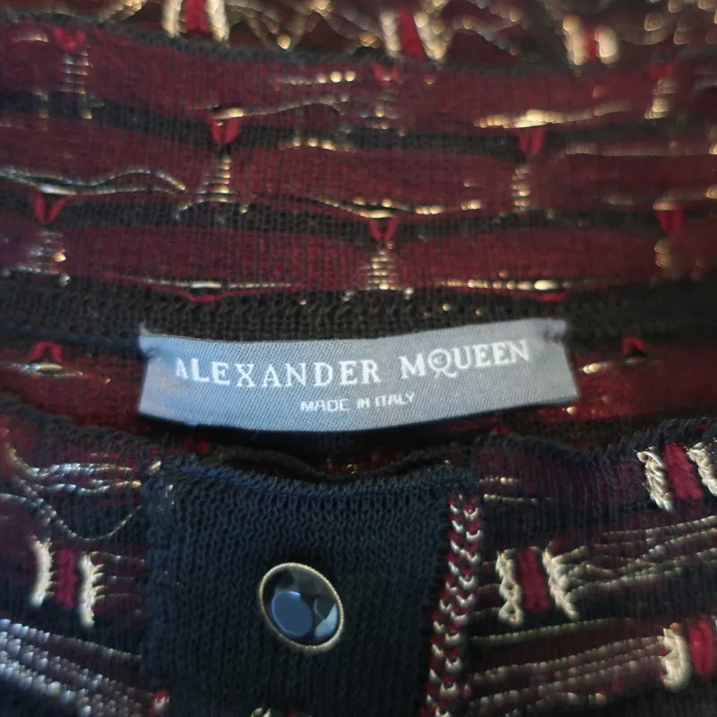 Alexander McQueen Embroidered Tulle Jacket Black/Red/Gold Metallic Size Large
