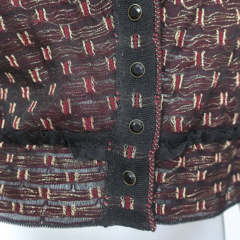 Alexander McQueen Embroidered Tulle Jacket Black/Red/Gold Metallic Size Large
