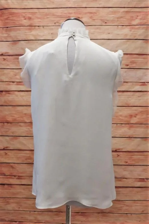 Alexis Blouse Lilibeth White Silk Size Small Ruffle-Trim Choker Top NEW