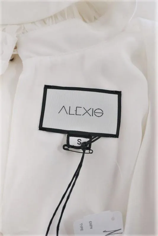 Alexis Blouse Lilibeth White Silk Size Small Ruffle-Trim Choker Top NEW