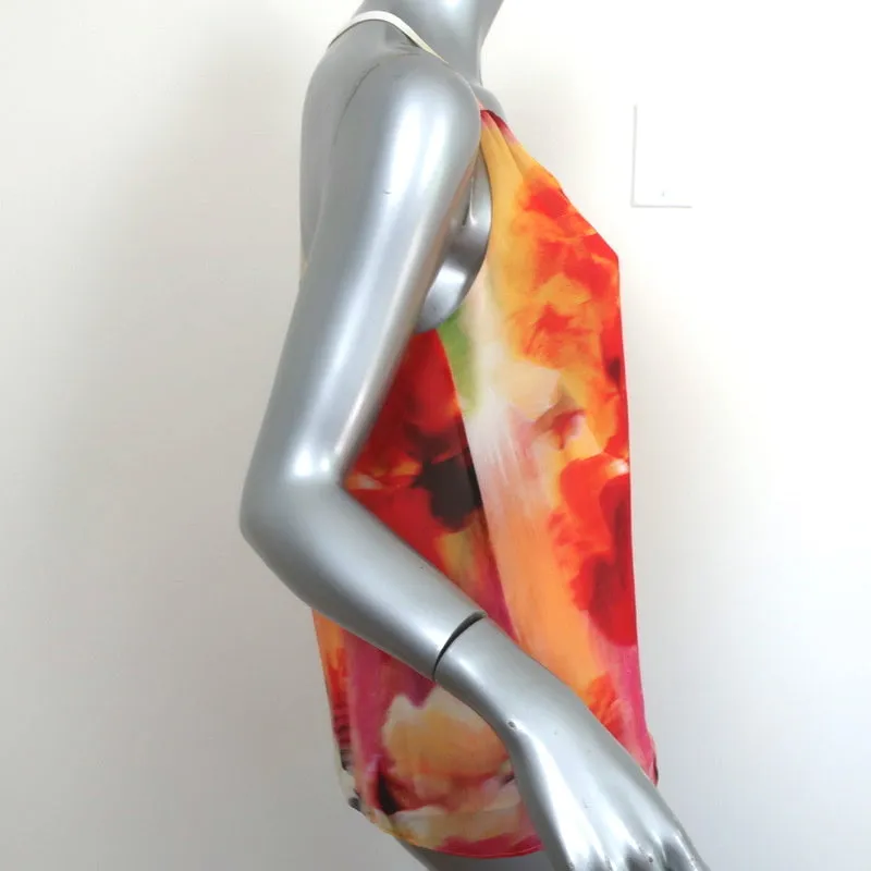 Alice   Olivia Racerback Tank Top Loma Watercolor Print Chiffon Size Small