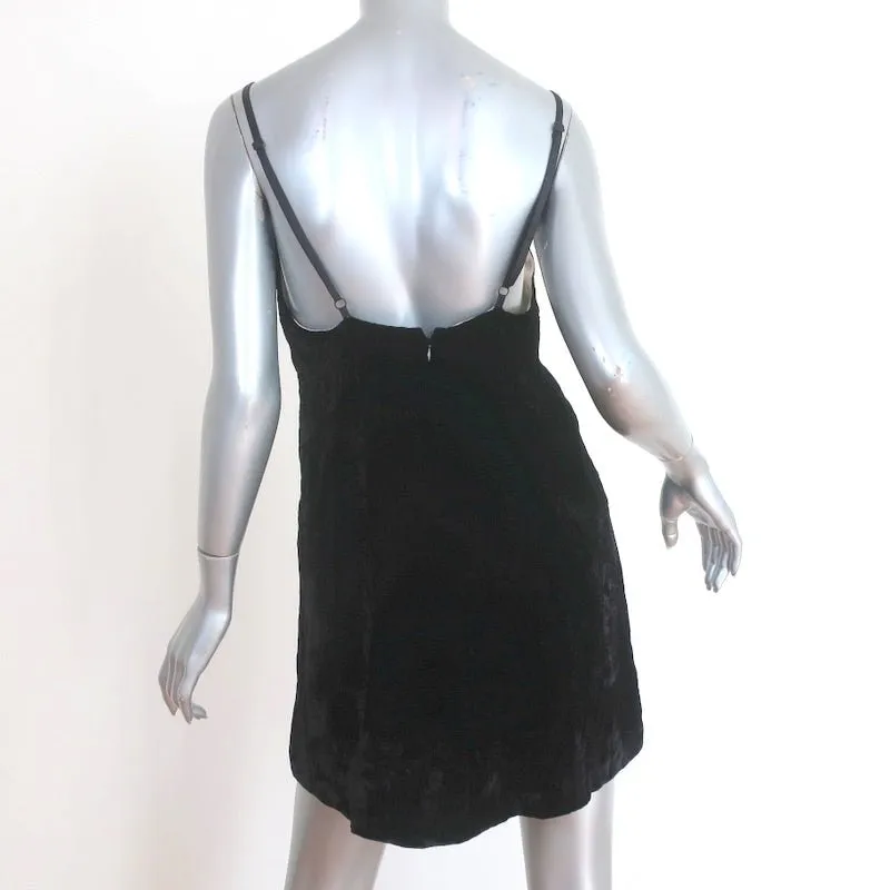 Alice   Olivia Slip Dress Kera Black Crushed Velvet Size 6 V-Neck Mini Dress