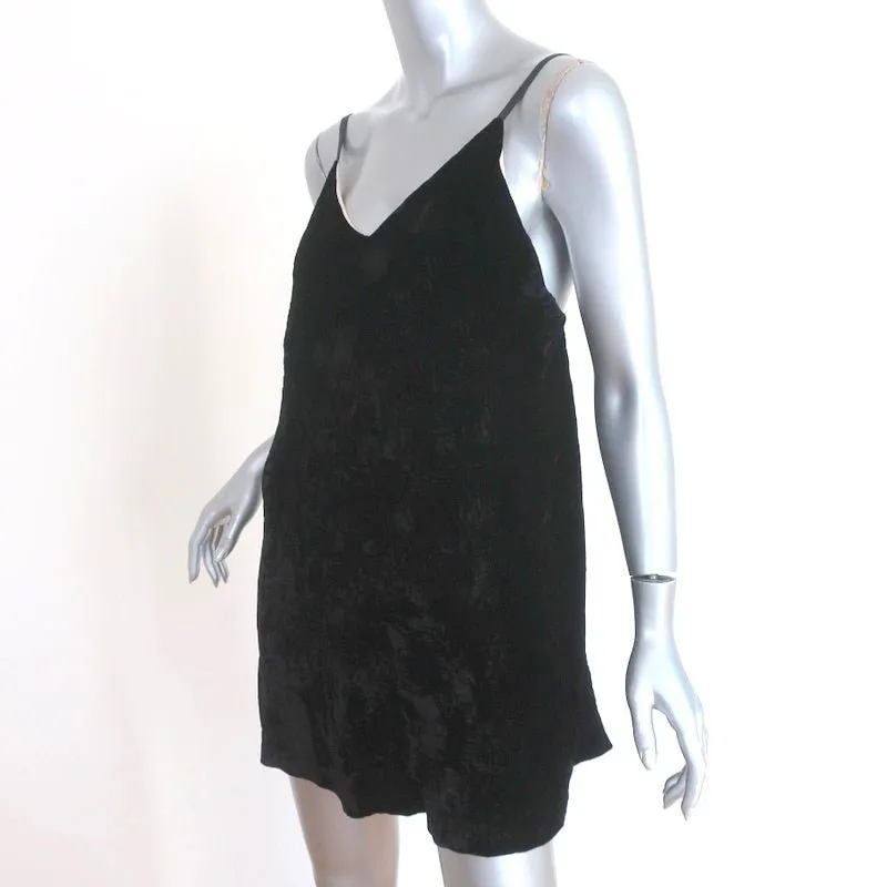 Alice   Olivia Slip Dress Kera Black Crushed Velvet Size 6 V-Neck Mini Dress