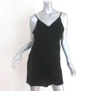 Alice   Olivia Slip Dress Kera Black Crushed Velvet Size 6 V-Neck Mini Dress