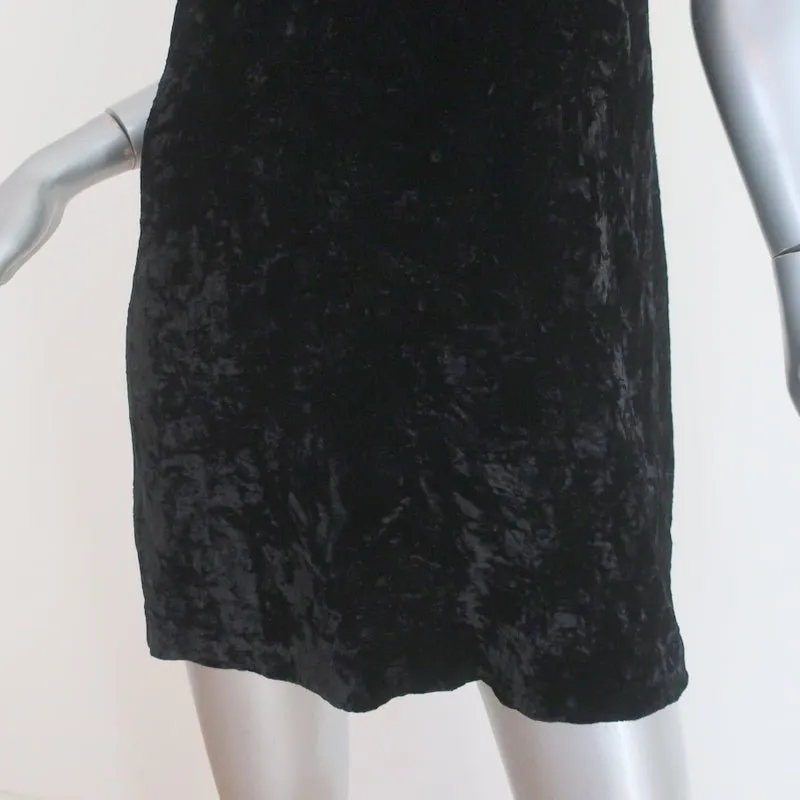 Alice   Olivia Slip Dress Kera Black Crushed Velvet Size 6 V-Neck Mini Dress