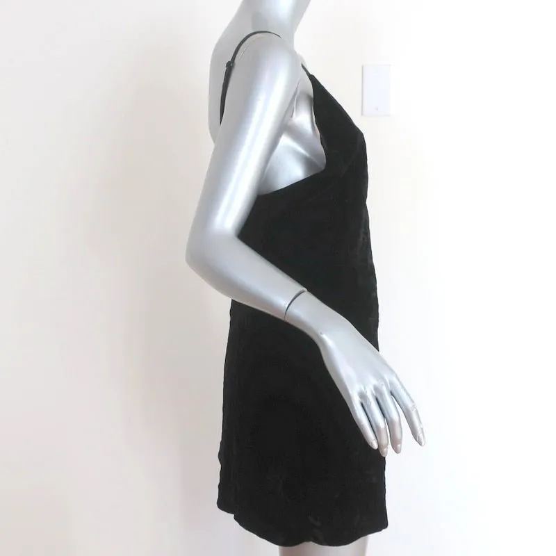 Alice   Olivia Slip Dress Kera Black Crushed Velvet Size 6 V-Neck Mini Dress