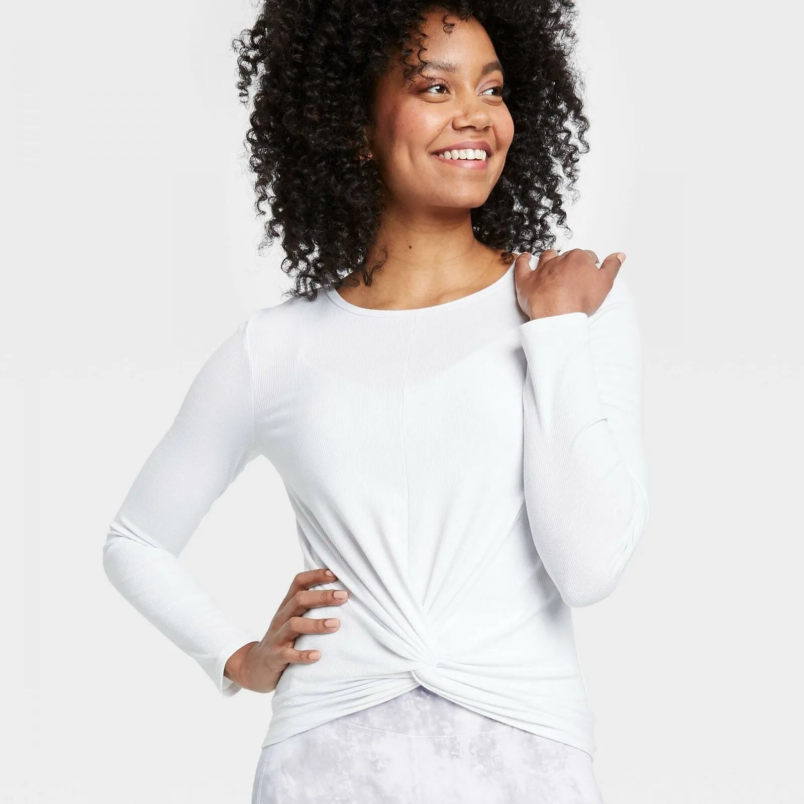 All In Motion Women's Long Sleeve Twist-Front Active T-Shirt