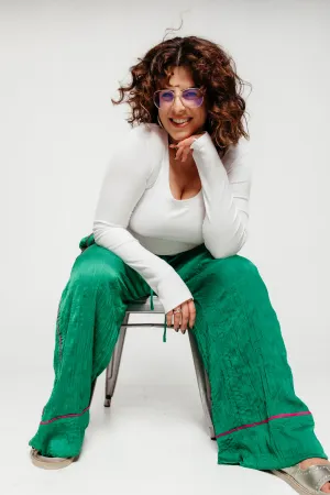 All Out Satin Pant Green