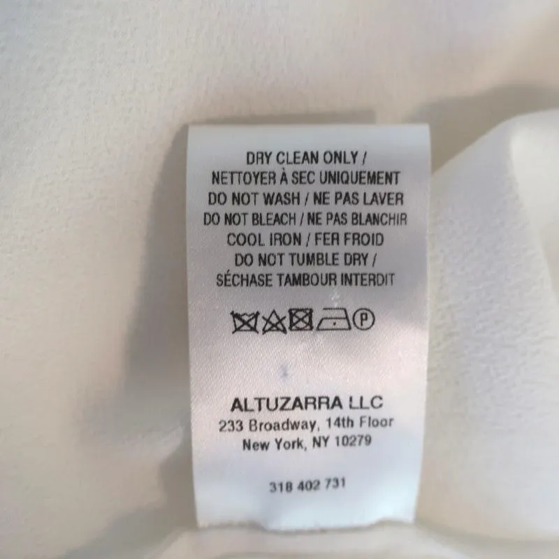 Altuzarra Blouse Garcia White Ruched Crepe Size 44 Asymmetric Button Front Shirt