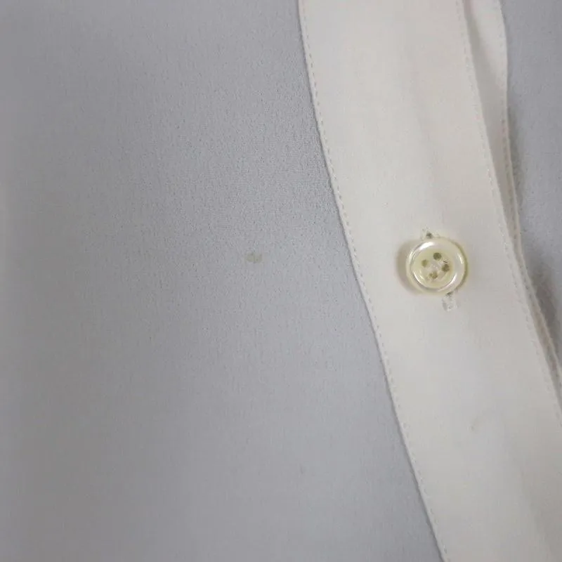 Altuzarra Blouse Garcia White Ruched Crepe Size 44 Asymmetric Button Front Shirt