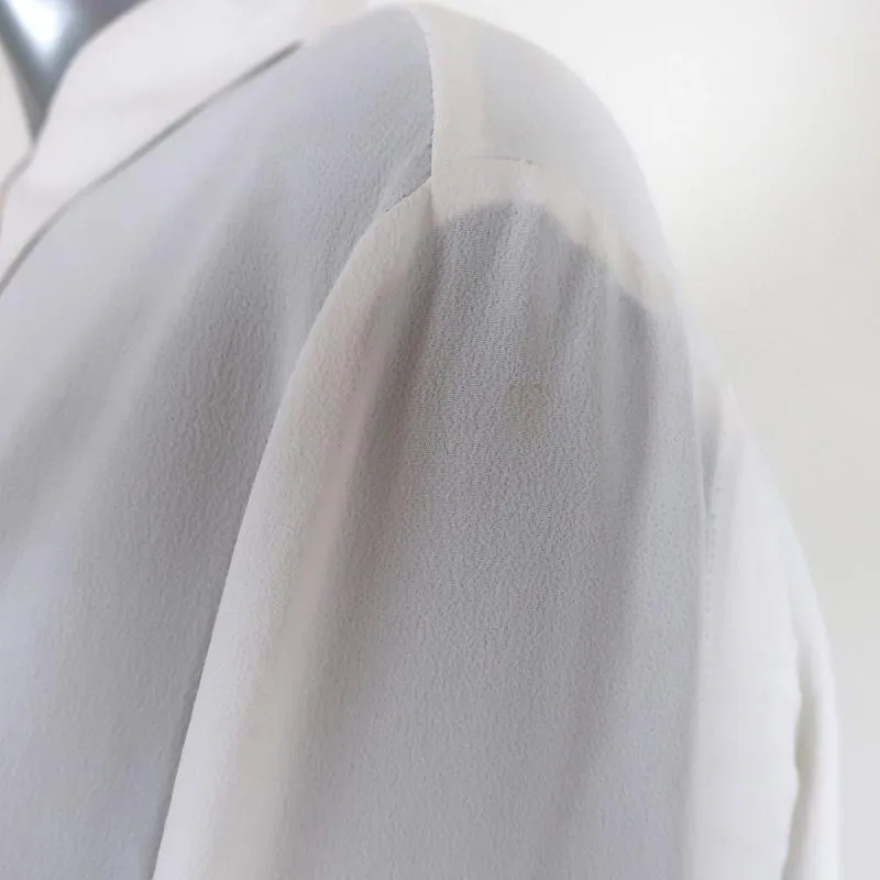 Altuzarra Blouse Garcia White Ruched Crepe Size 44 Asymmetric Button Front Shirt