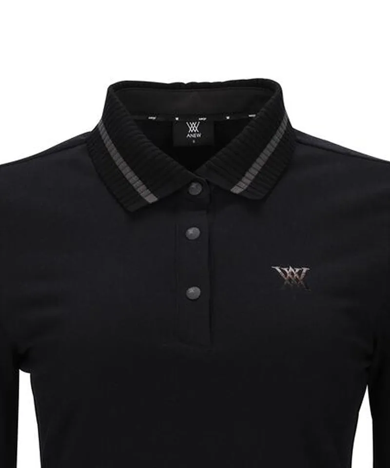 ANEW Golf Women's Knit Collar Long T-Shirt - Black