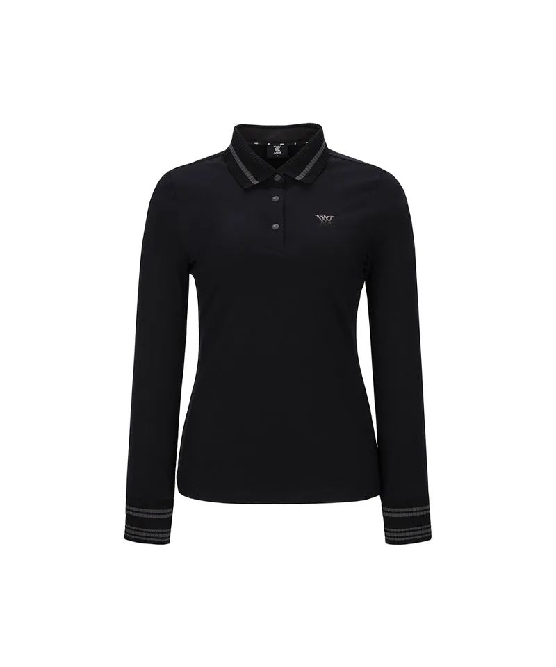 ANEW Golf Women's Knit Collar Long T-Shirt - Black