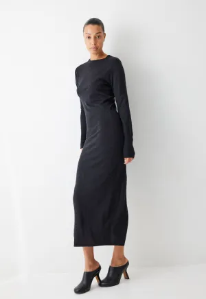 Annex Wool Midi Dress - Charcoal Melange Grey