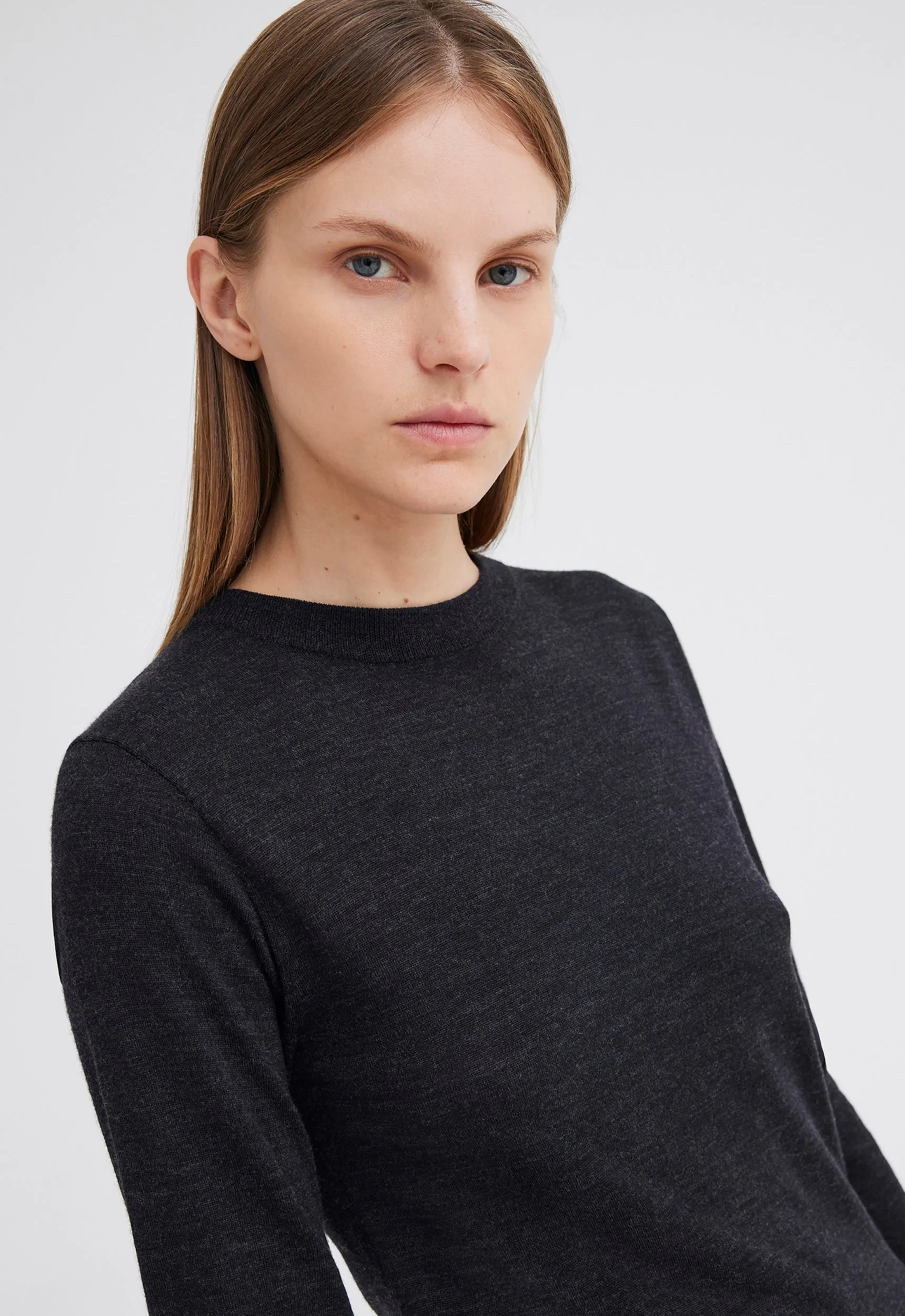 Annex Wool Midi Dress - Charcoal Melange Grey
