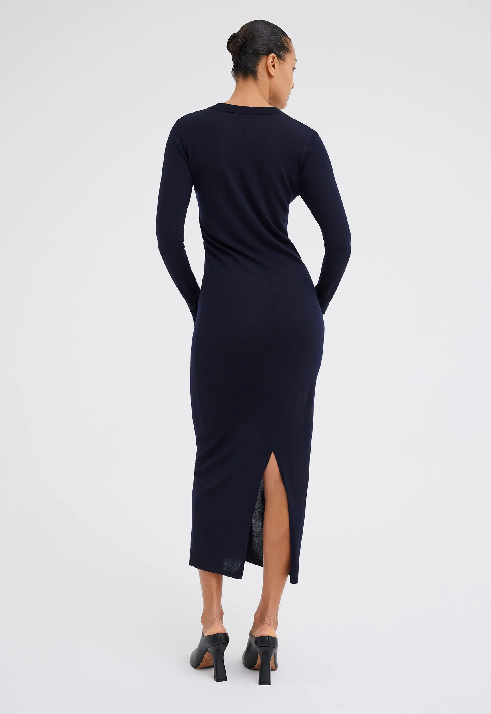 Annex Wool Midi Dress - Darkest Navy