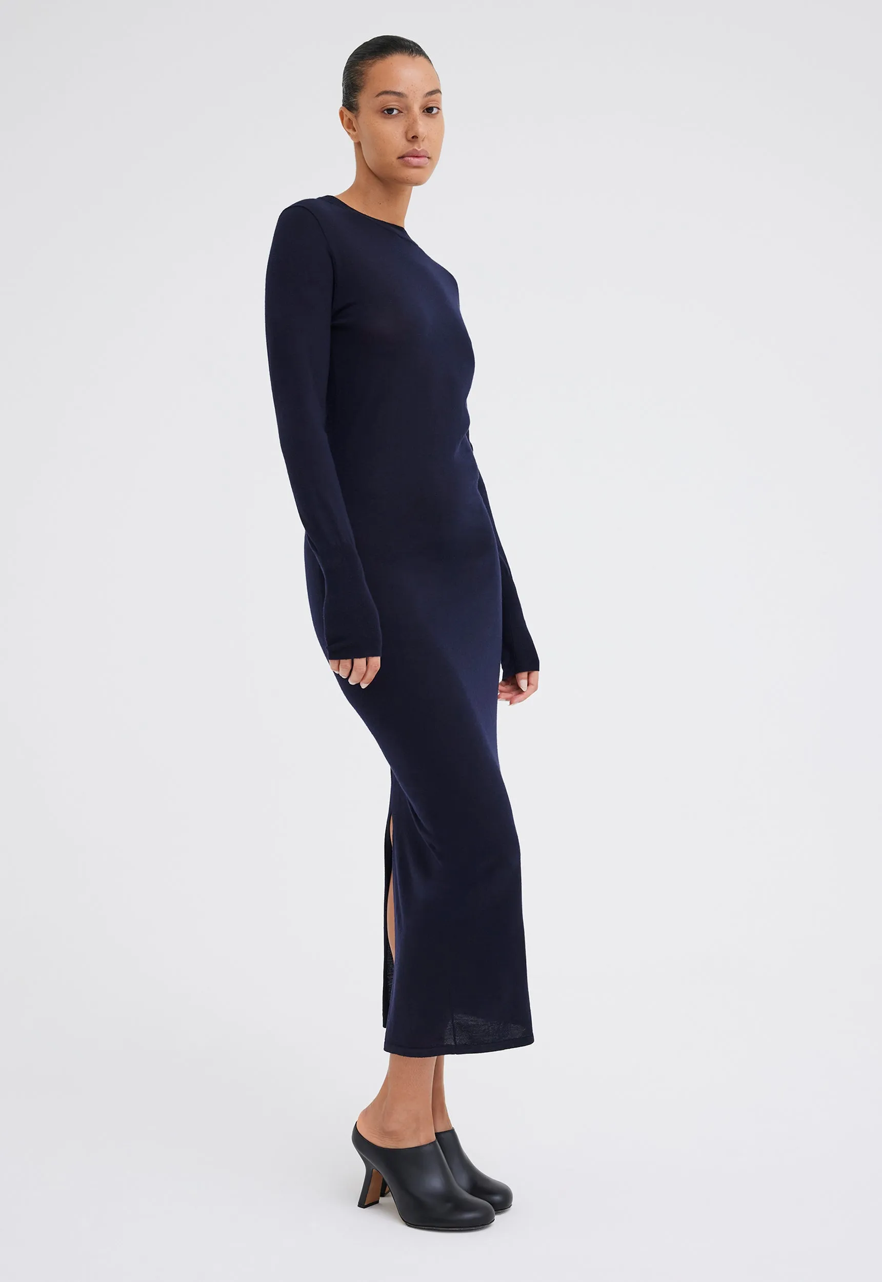 Annex Wool Midi Dress - Darkest Navy