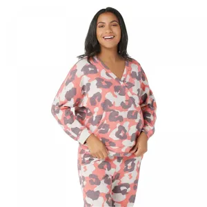 AnyBody Women's French Terry Animal Camo Surplice Pullover Top