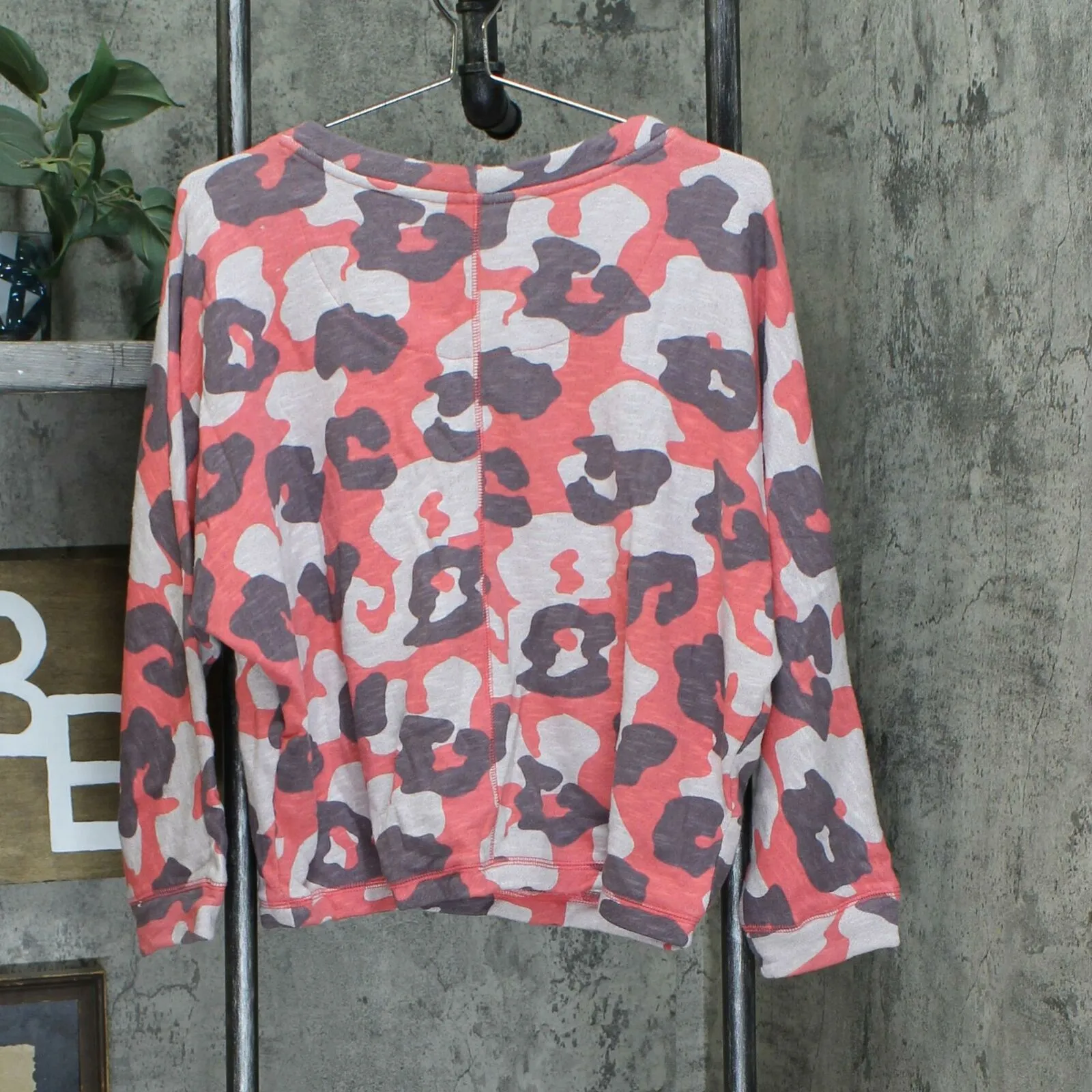 AnyBody Women's French Terry Animal Camo Surplice Pullover Top